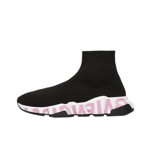 Balenciaga Speed Graffiti Высокие кеды для спорта Женские Черный Розовый