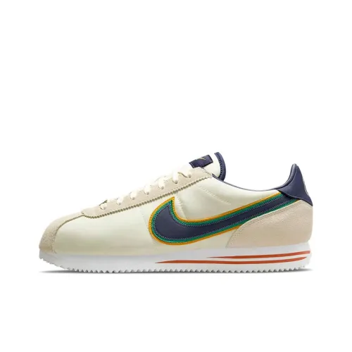 Nike Cortez Шокабассореры Противоскользящие Устойчивые к истиранию Низкий Топ Беговые кроссовки Мужские Бежевый Белый Синий