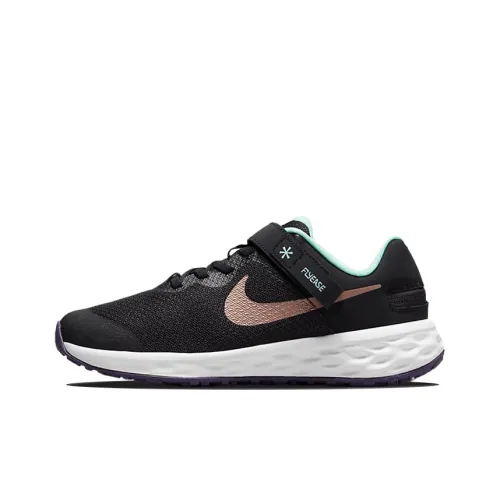 Nike REVOLUTION 6 Low Топ Детские беговые кроссовки Черный белый Медный