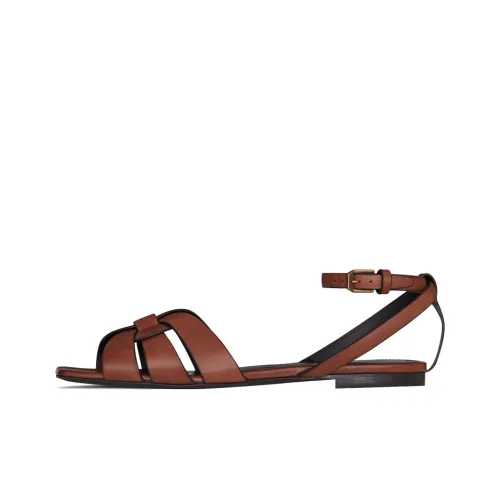 SAINT LAURENT TRIBUTE One Ремешок Сандалии 0,5 см Женские Цвет Ирис Коричневый