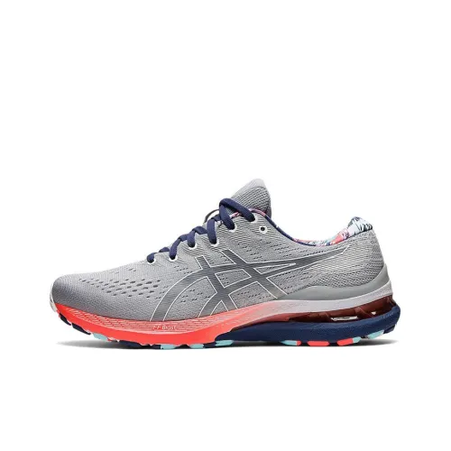 Asics Gel Kayano 28 Low Top Марафон Беговые кроссовки Мужские Серый Красный Синий