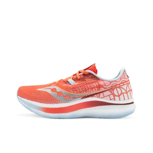 Saucony Endorphin Pro 2 Амортизация Устойчивый к истиранию Водонепроницаемый Низкий Топ Беговые кроссовки Унисекс Кораллово-красный Орхидея