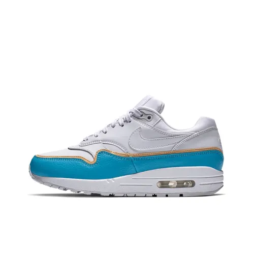 Nike Air Max 1 Low Топ Air Cushion Повседневные Беговые Кроссовки Женские Белые Синие