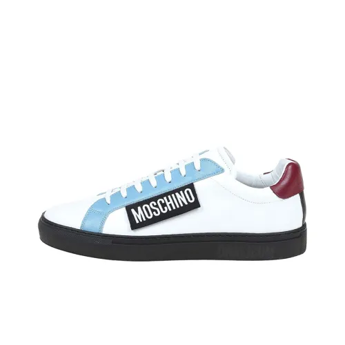 MOSCHINO Низкие кроссовки для скейтбординга Мужские Белые Синие