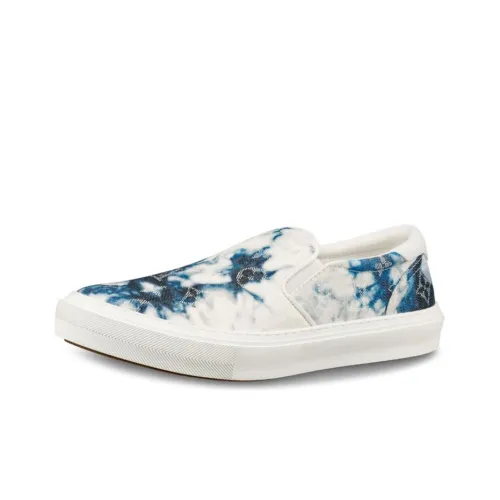 LOUIS VUITTON MONOGRAM DENIM Низкие кроссовки для скейтбординга Мужские Белый Синий