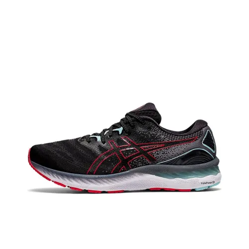 Asics Gel Nimbus 23 Low Top Марафон Беговые кроссовки Мужские Черный Серый Красный
