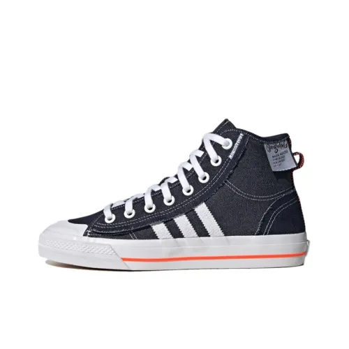 Adidas Originals Nizza Hi Rf Устойчивые к истиранию высокие кроссовки для скейтбординга унисекс синие и белые