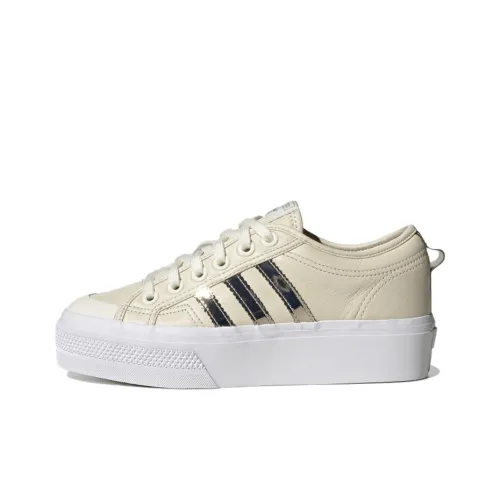 Adidas Originals Nizza Platform Slip-resistant Low Top Скейтборд Кроссовки Женские Белые Золотые