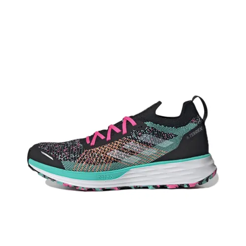 adidas Terrex Два Устойчивые к Износу Низкие Беговые Кроссовки Мужские Черные Зеленые