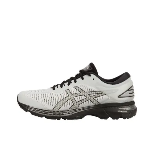 Asics Gel Kayano 25 Износостойкие Дышащие Низкие Кроссовки для Бега Мужские Серый Черный Ширина 2E