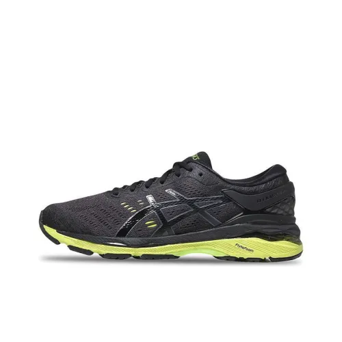 Asics Gel Kayano 24 Устойчивые к истиранию Низкие Кроссовки для Бега Мужские Черные Желтые