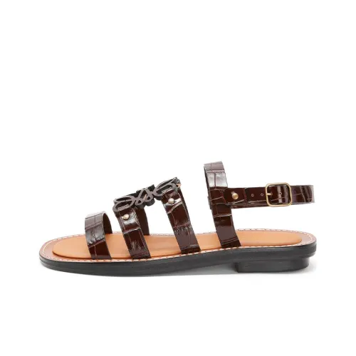 LOEWE Anagram Римские Сандалии Женские Черные Коричневые