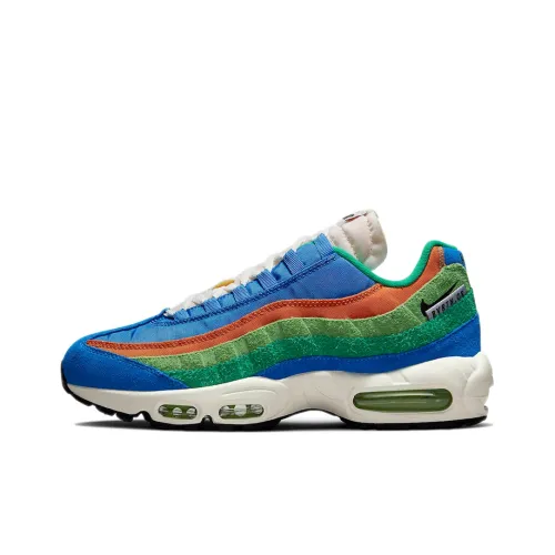 Nike Air Max 95 Low Топ Air Cushion Беговые кроссовки Мужские Синий Зеленый Оранжевый