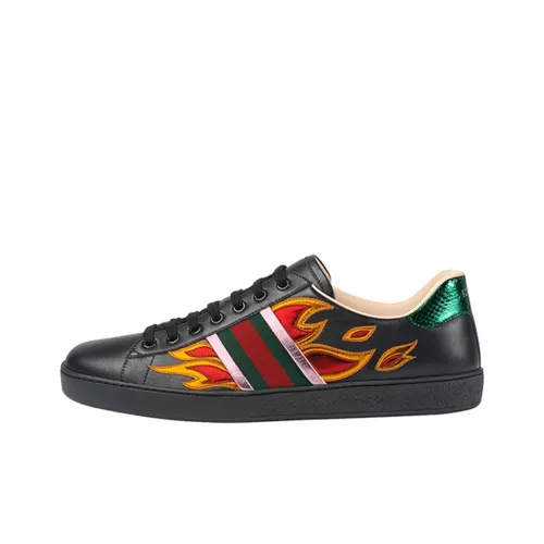 GUCCI Ace Low Топ Стильные Скейтбординги Мужской Черный Красный