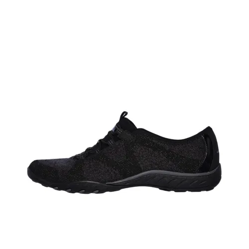 Skechers Relaxed Fit Breathe Easy Амортизация Низкий Топ Повседневная Обувь Женская Чисто Черный