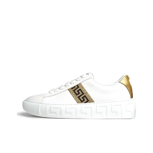 VERSACE Низкий Топ Стильный Скейтбординг Женские Белые Золотые