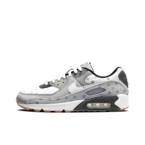 Nike Air Max 90 Устойчивый к истиранию Низкий Топ Повседневные Беговые кроссовки Унисекс Белый Серый