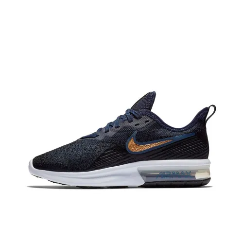 Nike Air Max Sequent Low Топ Марафон Беговые кроссовки Женские Темно-синий