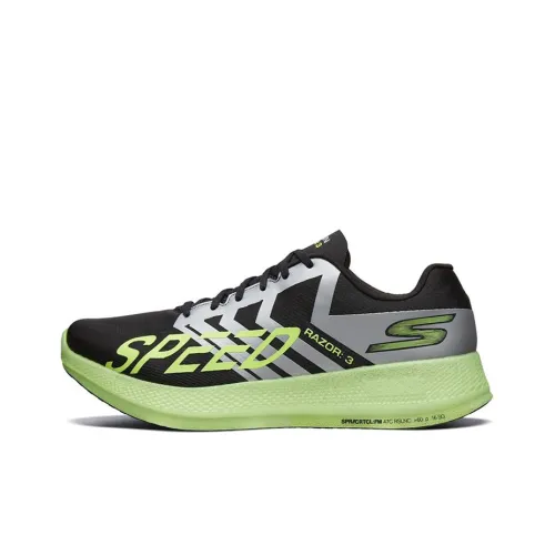 Skechers Go Run Razor 3 Low Топ Беговые кроссовки Мужской Черный Лаймово-зеленый