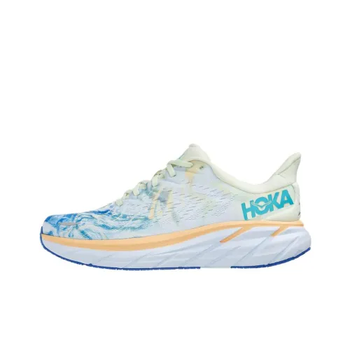 HOKA ONE ONE Clifton 8 Амортизация Низкий Топ Беговые кроссовки Мужской Зеленый Синий