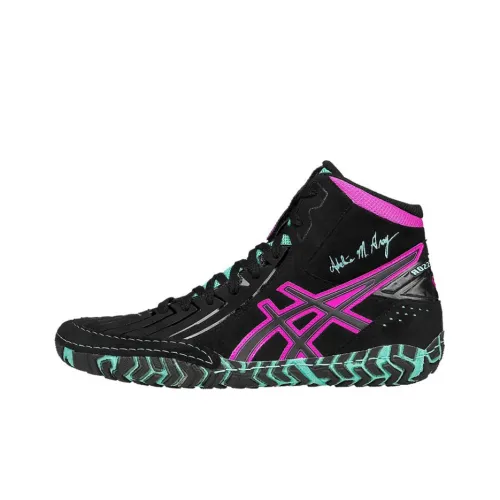 Asics Aggressor 3 Wrestling Устойчивые к истиранию MID Топ Беговые кроссовки Мужские Черный Фиолетовый