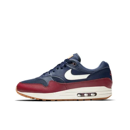 Nike Air Max 1 Low Топ Беговые кроссовки Унисекс Красный синий белый