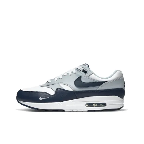Nike Air Max 1 Low Топ Марафон Беговые кроссовки Унисекс Белый Черный Синий