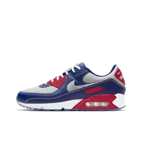 Nike Air Max 90 Low Беговые кроссовки Мужские Красные Синие Серебристые