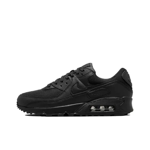 Nike Air Max 90 Амортизация Устойчивость к истиранию Дышащий Отскок Низкий Топ Спринт Беговые кроссовки Женские Черный