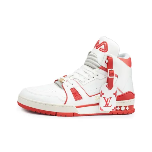 LOUIS VUITTON Кроссовки для скейтбординга Trainer High Топ Мужские Красные Белые