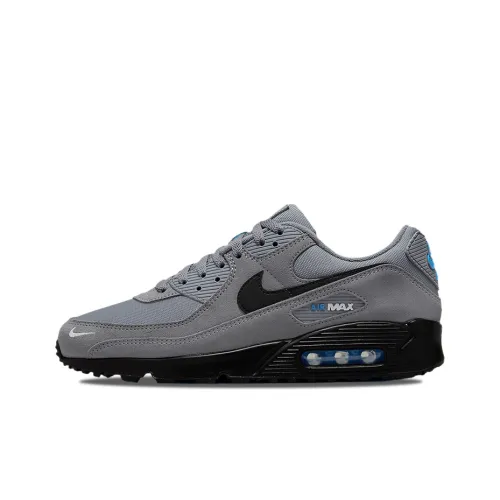 Nike Air Max 90 Амортизация Устойчивый к истиранию Водонепроницаемый Отскок Низкий Топ Воздушная подушка Беговые кроссовки Мужские Серый Черный