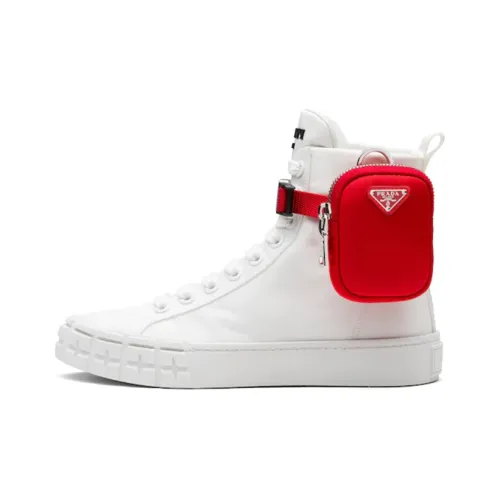 PRADA WHEEL RE Нейлон Высокие Топы Стильные Скейтбординги Женские Белые Красные