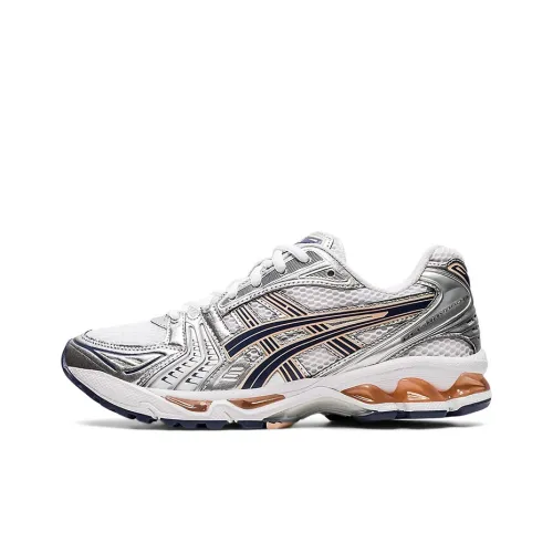 Asics Gel Kayano 14 Low Топ Беговые кроссовки Женские Белые Серебристо-синие