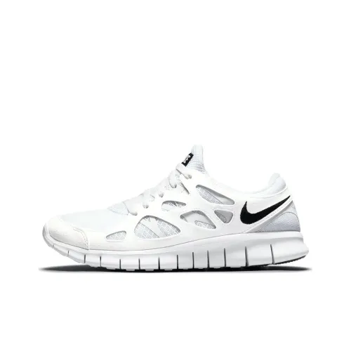 nike Free Run 2,0 Амортизация Противоскользящий Дышащий Верх Низкие Повседневные Беговые кроссовки Мужские Белый Черный
