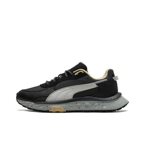 PUMA Wild Rider WTR Устойчивый к истиранию Низкий Топ Спортивная Повседневная Обувь Унисекс Черный Белый