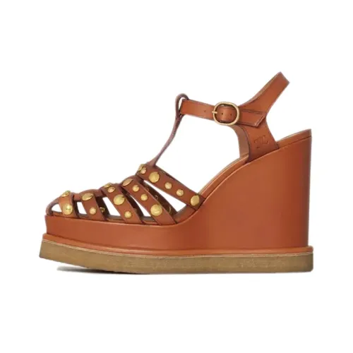 CELINE Manon Wedge Сандалии в римском стиле Женские Рыжевато-коричневый