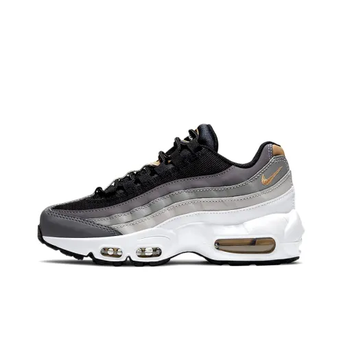 Nike Air Max 95 Low Топ Air Cushion Беговые кроссовки Женские Черный Серый Золото