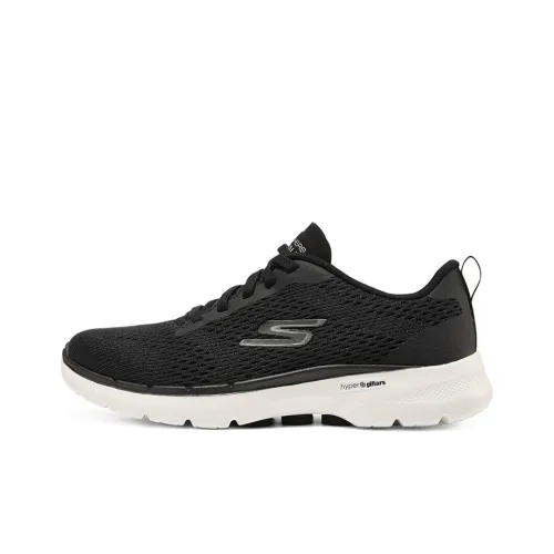 Skechers Go Walk 6 Low Топ Повседневные Беговые кроссовки Женские Черно-белые