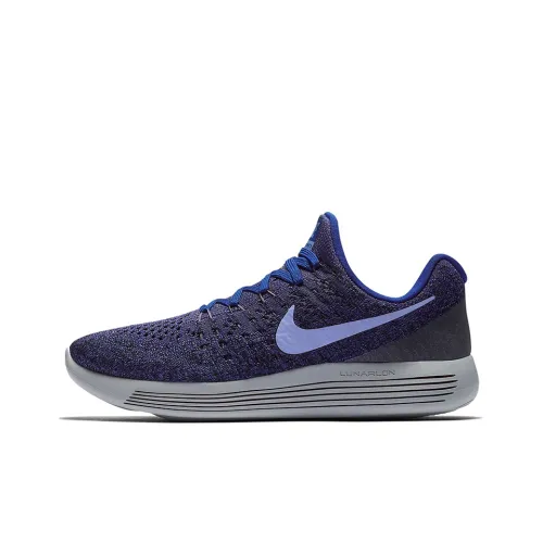 nike LunarEpic Flyknit 2 Амортизаторы Shock Absorbers Противоскользящие Устойчивые к истиранию Низкий Топ Повседневные Беговые кроссовки Женские Синий