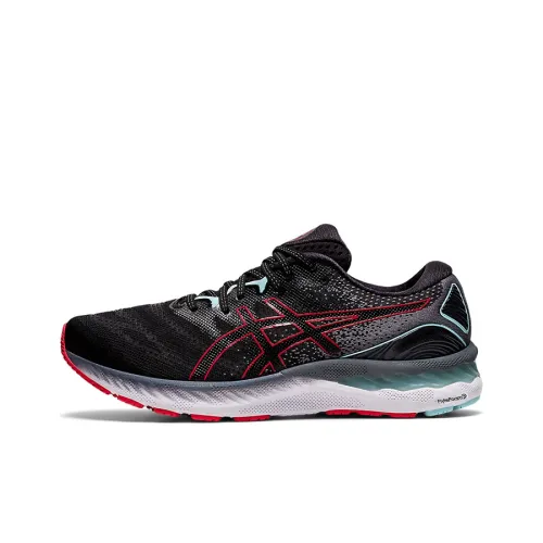 Asics Гель Nimbus 23 Амортизация и Дышащий Низкий Топ Марафон Беговые кроссовки Мужские Черный Красный