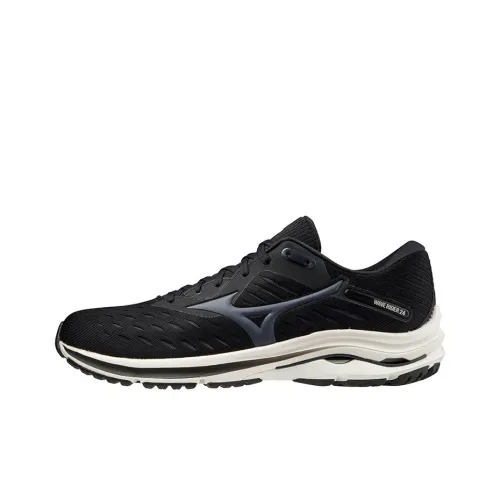 Mizuno Wave Rider 24 Противоскользящий Дышащий Устойчивый к истиранию Амортизация Низкий Топ Тренировочные Беговые кроссовки Мужской Черный