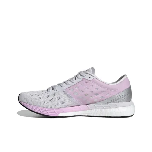 Adidas Adizero Boston 9 Дышащие Низкие Беговые Кроссовки Женские Серый Белый