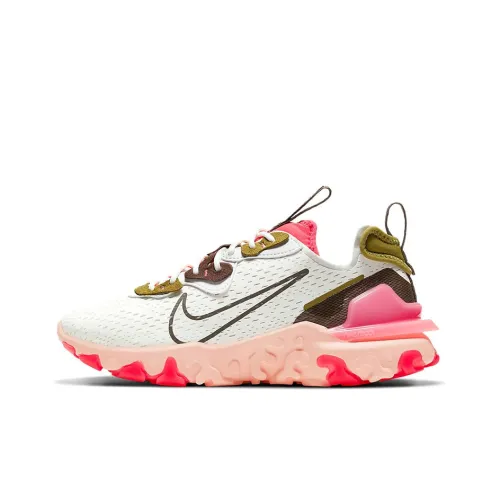 Nike React Vision Амортизаторы Shock Absorbers Противоскользящие Устойчивые к истиранию Низкий Топ Беговые кроссовки Женские Белый Коричневый Розовый