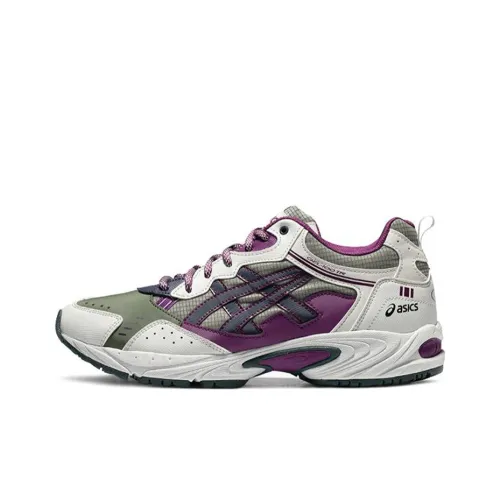 Asics Gel 100 Low Топ Повседневные Беговые Кроссовки Унисекс Белый Зеленый Фиолетовый