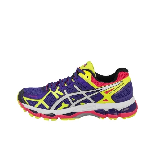 Asics Gel Kayano 21 Устойчивые к истиранию Низкие Кроссовки для Бега Женские Фиолетово-Желтые