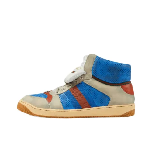 GUCCI Screener Потертый Обувь Высокий Топ Стильный Скейтбординг Мужской Бежевый Синий