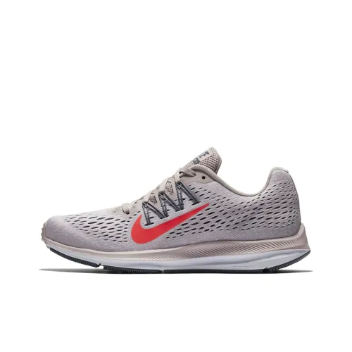 Nike Zoom Winflo 5 Амортизаторы Ускорители Устойчивые к истиранию Низкий Топ Марафон Беговые кроссовки Женские Серый Красный