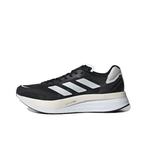 Adidas Adizero Boston 10 Low Топ Карбоновая плита Тренировки Для Бег на длинные дистанции Обувь Мужская Черный Белый