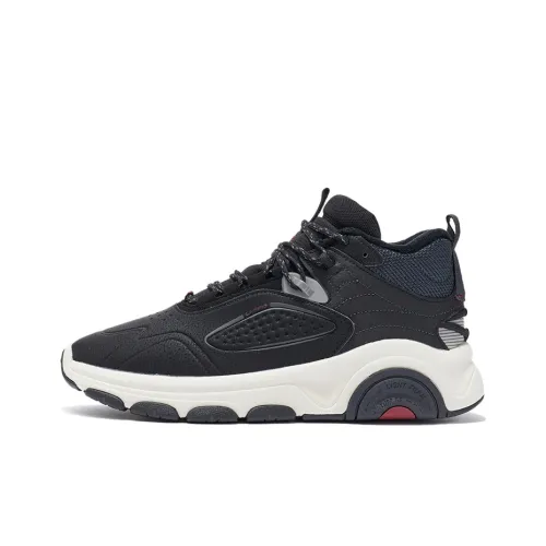 LiNing Rebound Амортизация Термический Устойчивый к истиранию Противоскользящий MID Топ Беговые кроссовки Мужской Черный