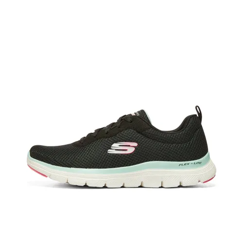 Skechers Flex Appeal 4,0 Low Топ Беговые кроссовки Женские Черный Бирюзовый